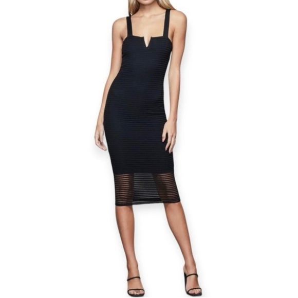 Good American Black Sheer Mesh Midi Dress Size 2 - Picture 1 of 11